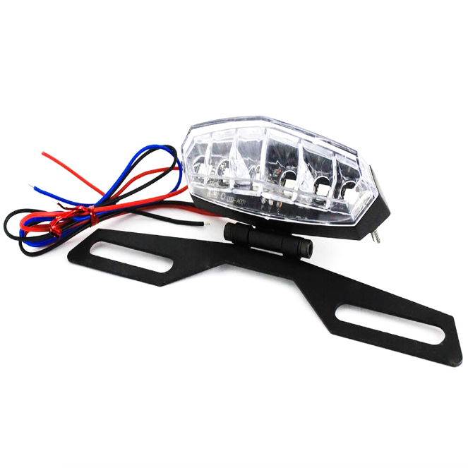 Motorcycle Number plate holder with 6 LED tail light triangle 
