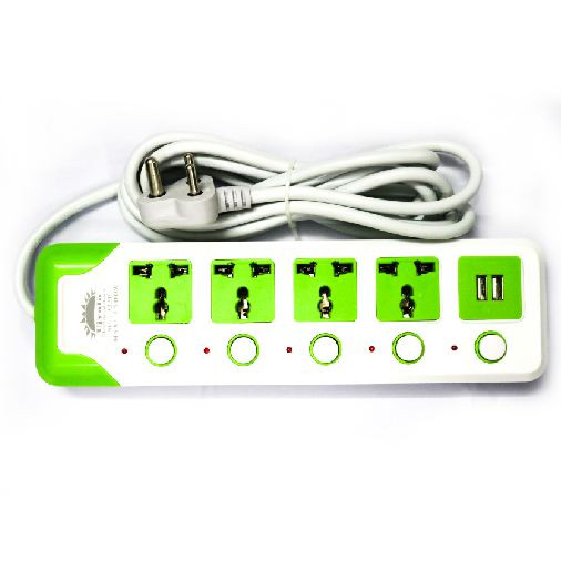 Multi-plug with 2 USB and 4 sockets