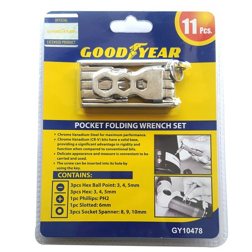 GoodYear GY10478 11 Pcs Pocket Folding Wrench Set 