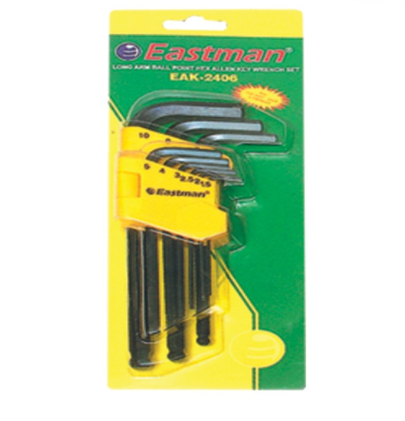 Eastman 9 Pcs. Ball Point Allen Keys Set - Long Pattern (Inch size)  EAK-2406