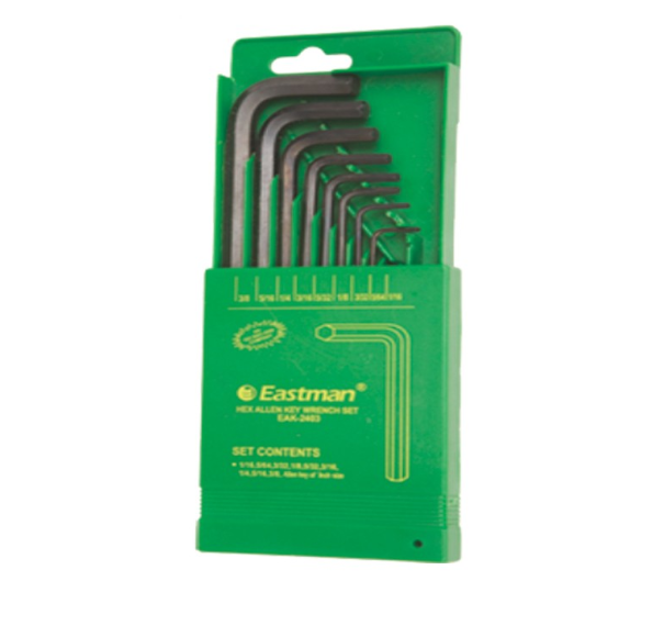 Eastman 9 PCS. Hex Allen Keys Set - Short Pattern (Inch Size)  EAK- 2403