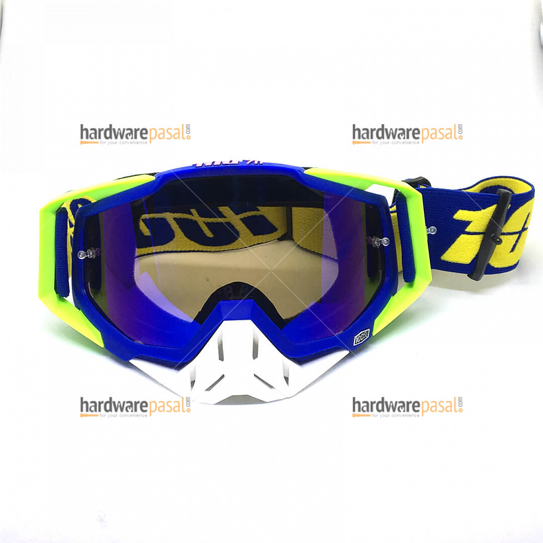 100% Blue White and Neon Mix MX Goggles 