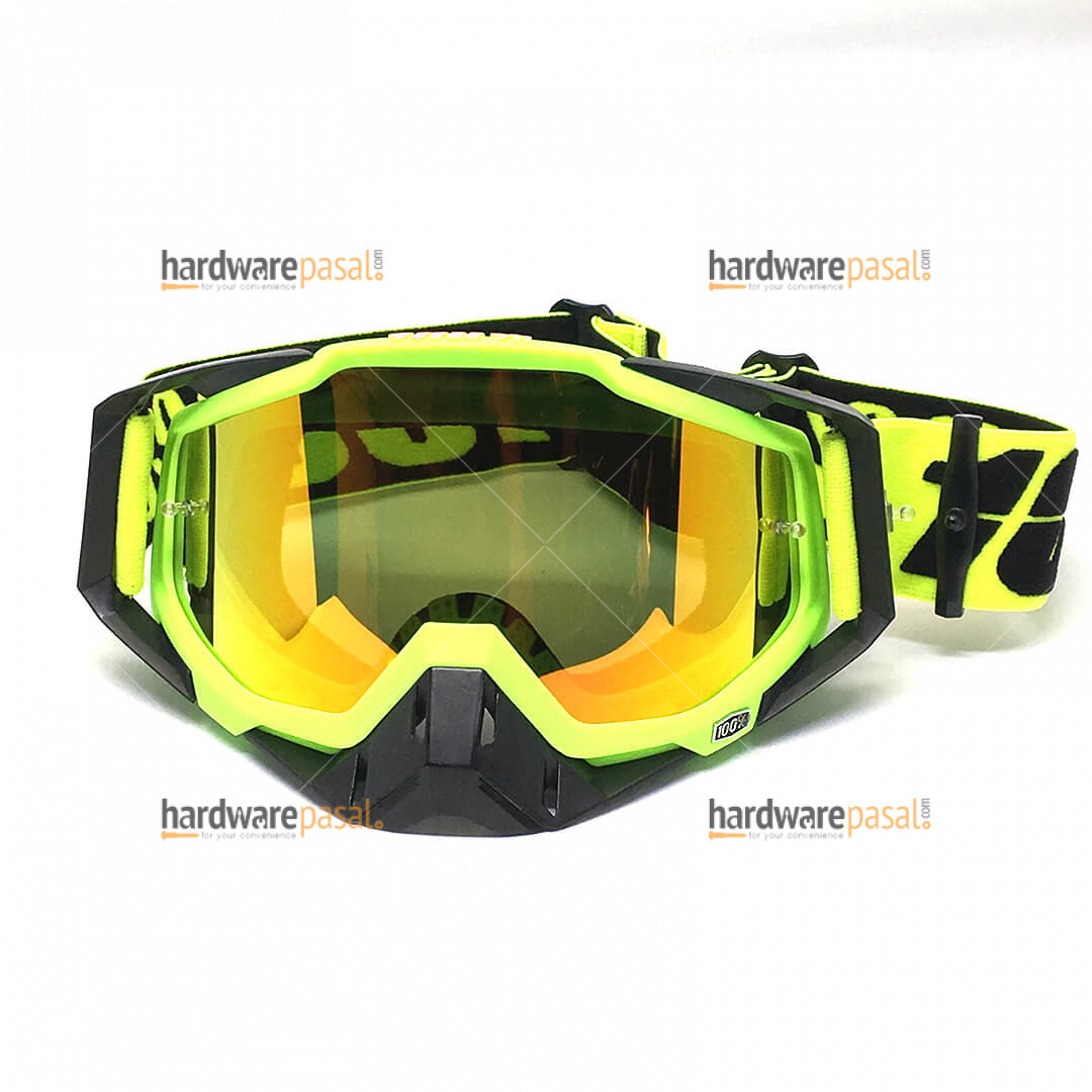 100% Neon and Black Mix MX Goggles 